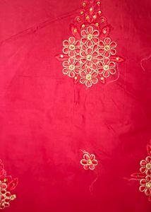 Red Embroidered Fabric