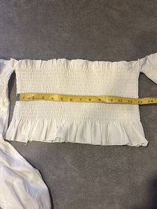 Off Shoulder White Top With Puffed Sleeves