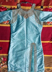 Zari Work Kurta Pant Set For Girls