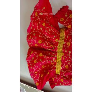 Paplum Top Pink Colour Full Embroidery