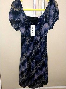 Zudio Puple Floral Net Mini Dress