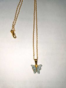 Elegant Gold Plated Chain With Butterfly Pendant