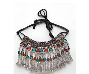 Oxidised silver multicoloured Tassel Necklace