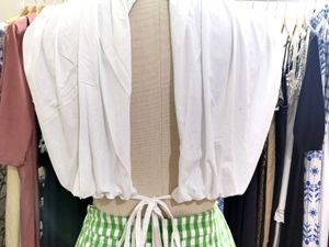 ZARA White Balloon Crop Top