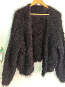 Fuzzy Black Cardigan