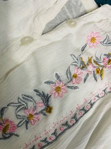 Foral Embroidered White Top