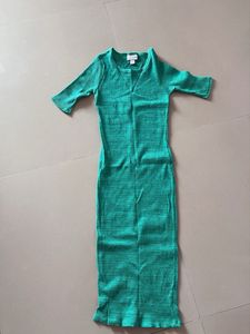Green Ribbed Knit Bodycon Dress