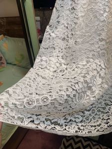 Tailored White Lace Puff Sleeve Dress