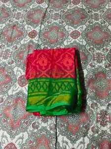 Pink & Green Design Saree