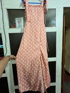 Polka Dot Tie Strap Maxi Dress