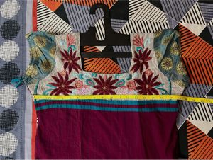 Magenta Pleated Tunic - Floral Yoke - Size L