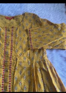 Yellow Floral Button-Down Kurti Top