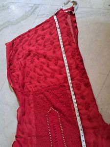 Brand New Red Chikankari Kurta With Mirror Work