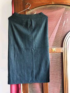 Wool Knit Midi Skirt