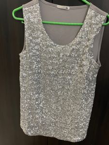 Embellished Silver Top