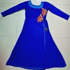 Royal Blue Front-Side Cut Kurti