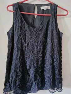 Elegant Black Lace Sleeveless Top – LOFT