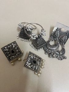 Silver Oxidized Earrings Set🖤