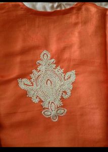 Orange Embroidered Kurta