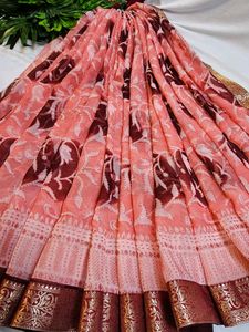 Elegant Pink and maroon Saree with blouse