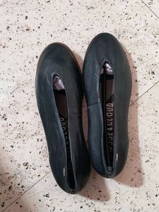 Black Leather Flats, Imported Pure Leathe