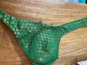 Green &amp; Gold Brocade Blouse