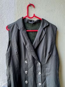 New Olive Green Sleeveless Blazer Dress