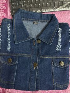 Distressed Denim Jacket - Size M