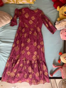 Maroon &amp; Gold Ethnic Gown