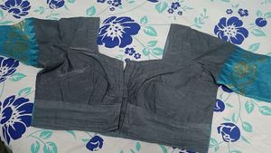 Charcoal &amp; Blue Saree With Blouse