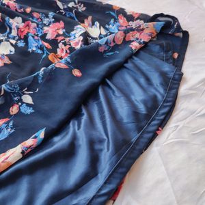 BERSHKA FLORAL STRAPLESS DRESS