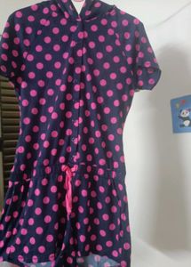 Cute Polka Dot JUMPSUIT with Animal Cap