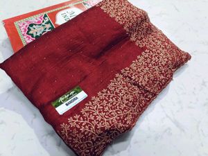 Elegant Maroon & Gold Sari