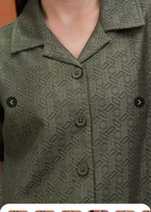Green Patterned Button-Down Shirt