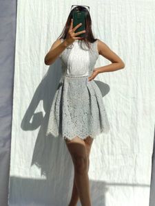 Grey Lace Alone Dress