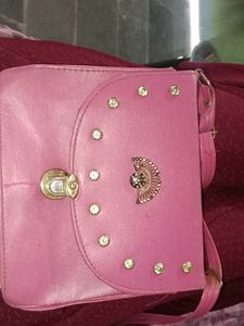 Pink Embellished Crossbody Bag