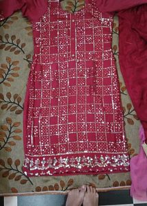 RED KURTA SET BRIDE DRESS