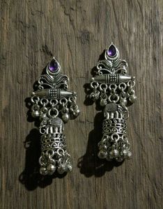 Oxidized Silver Jhumka Earrings