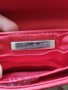 Red Satin Clutch With Diamond Work