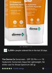 (80 g) The Derma Co Sunscreen SPF 50 PA++ ++1%