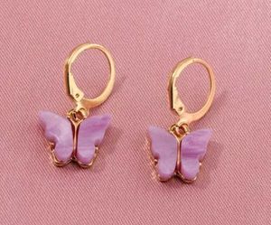 Cute Trendy Butterfly Colorful Drop Hoop Earring.
