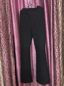 Pinstripe Flare Pants with Crop Top
