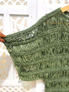 Boho Olive Ladder Knit Top A