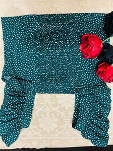 Polka Dot Printed Green Top