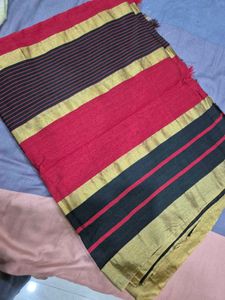 Red &amp; Black Striped Saree