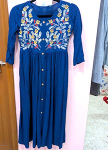 Blue Embroidered Dress