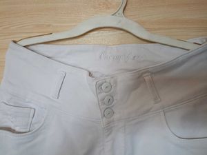 White Jeans 3 Button For Women