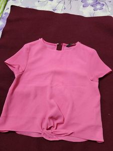 Cute Pink Tie-Front Top