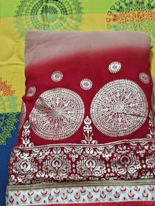 Elegant Red &amp; Beige Saree