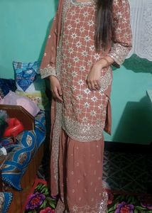 This Peach Colour Sharara Suit Is Awesome